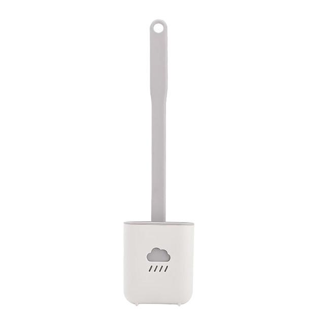 Silicone Toilet Brush Wc Cleaner Toilet Brush with Holder Flat Head Flexible Soft Bristles Brush Bathroom Accessory Gap Cleaning