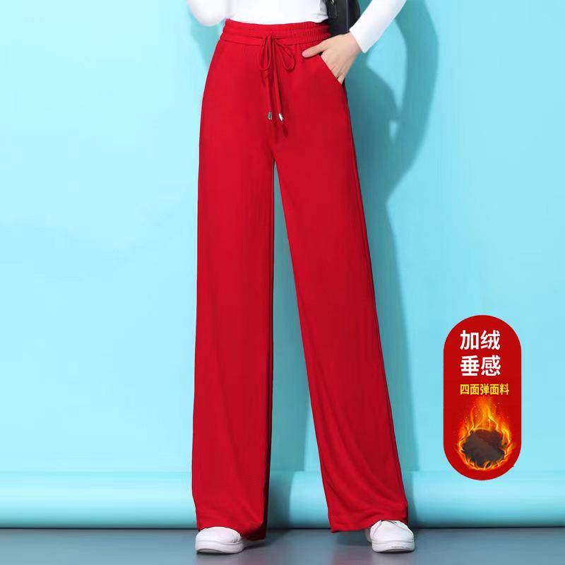 Autumn and winter wide-leg pants children's velvet high-waisted straight-leg pants loose dancing pants black pendant casual pants fashionable