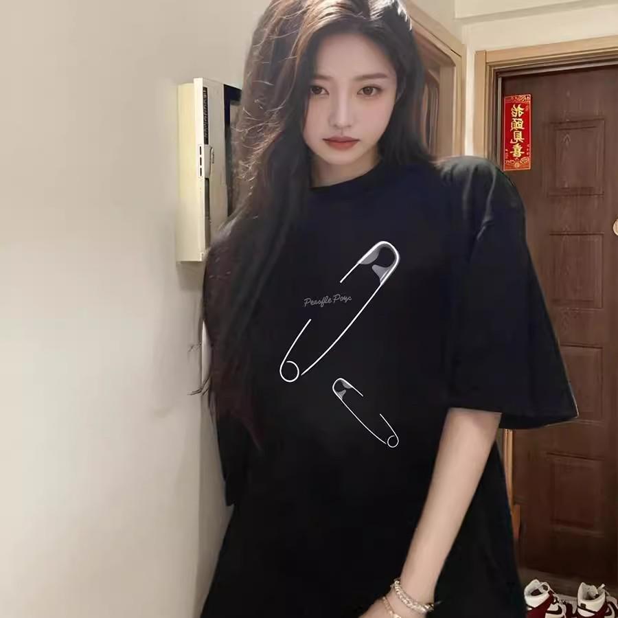 2025 Spring/Summer Loose Cotton Short Sleeve T-Shirt for Women – Trendy American Fashion