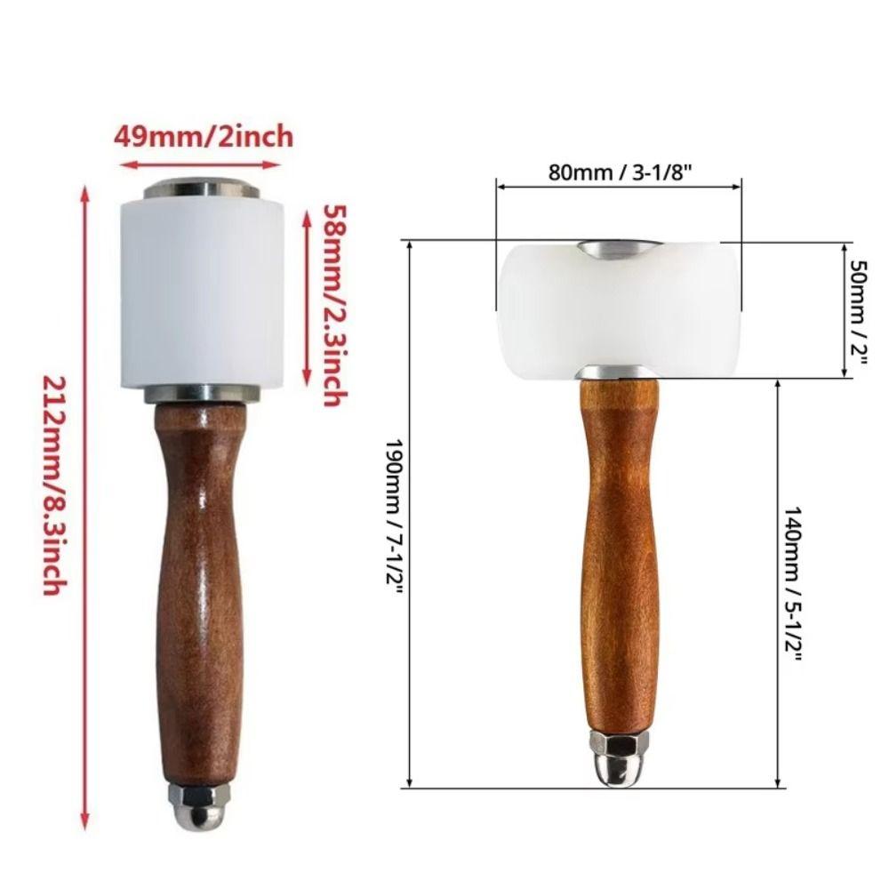 Professional Leather Carve Hammer Nylon Hammers Mallet Wood Handle For Leathercraft Punch Printing Percussion DIY Tool