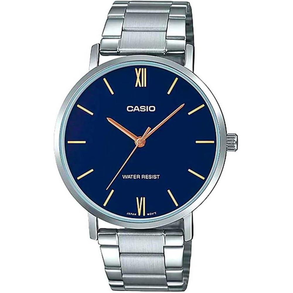 Casio MTP-VT01D-2B Men s Analog Watch Stainless Steel Band Blue Dial