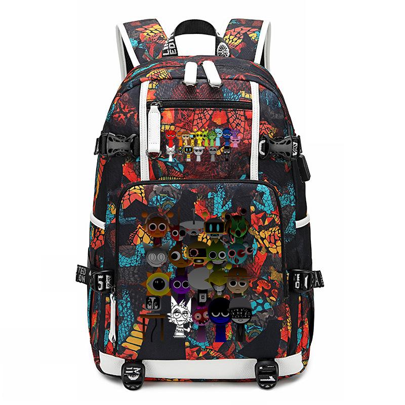 Student Schoolbag Creative Game Music Box Cartoon Weekly Printing Lace Lightweight Spine Backpack