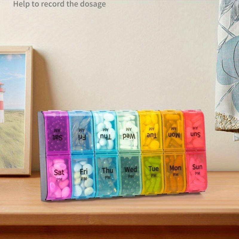 7-Tage-Medikamentenbox, zweimal täglich, Große Kapazität, Tages- und Nacht-Medikamentensortierbox, Medikamentenspender Serie Regenbogen