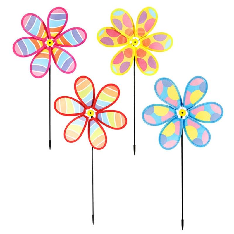 Buy 4pcs Colorful 6 Blade Wind Spinners Lawn Pinwheels Windmill Party Pinwheel Toys at