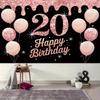 2D Black & Rose Gold Glitter 20th Birthday Party Decoration Background