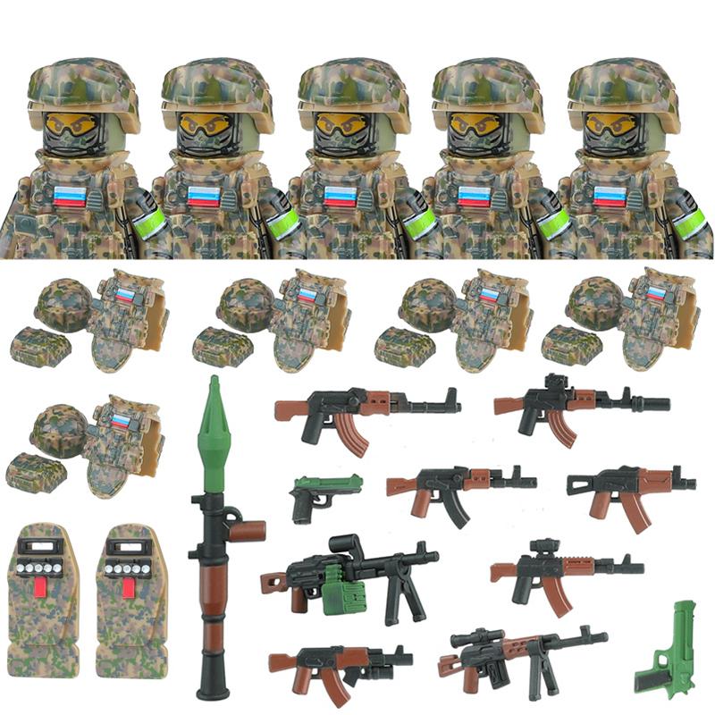America Army Combat Uniform Special Forces Figures Building Blocks City US Special Air Service Soldier Military Weapons Toys