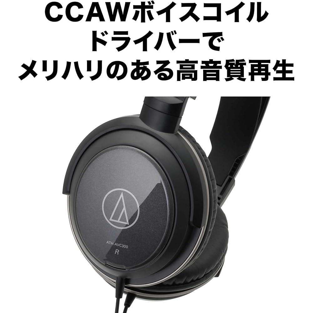 Audio-Technica ATH-AVC300 Headphones, Wired, 3m Cable, 6.3mm Standard/3.5mm Mini Connectors, Black