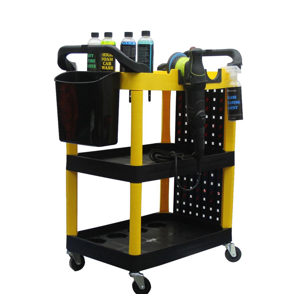 Portable Three-Layer Tool Cart for Car Detailing and Hair Salons