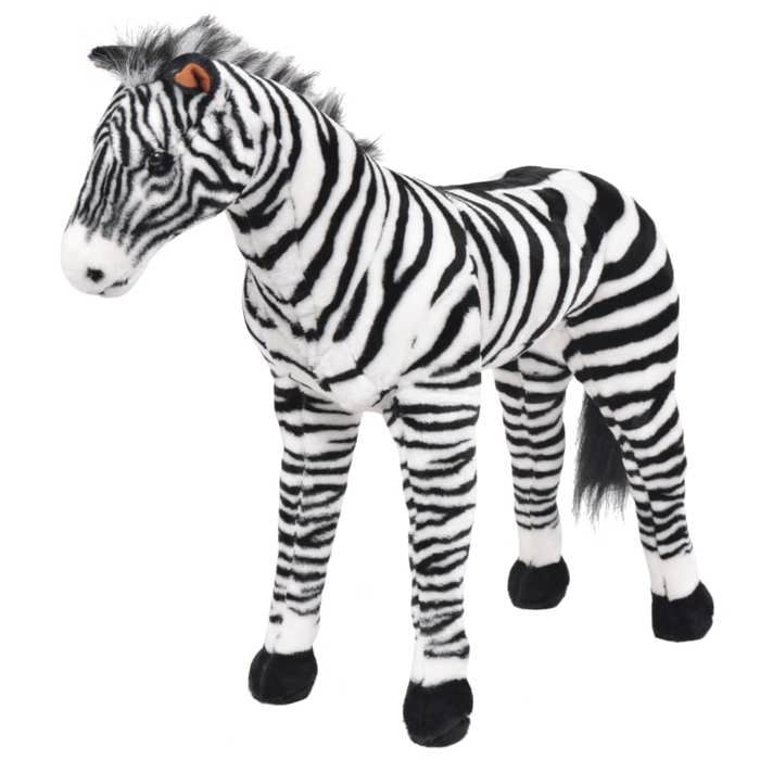 VidaXL Jouet en peluche Zèbre Noir et blanc XXL 91335