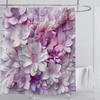3D Red Floral Shower Curtain Set Pink Flower Design Fabric Bathroom Decor Waterproof Washable Shower Curtain Set with Hooks