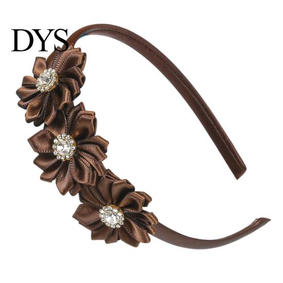 Flower Headband Princess Rhinestone Inlaid Multi-Petal 3D Flowers Lightweight Comfortable Hair Hoop Girls Party Accessory Transparent Plastic