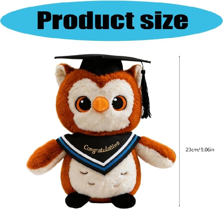 Plush Owl Toy with Doctor Hat Graduation Themed Accessory Unique Gift For Preschoolers Home Decoration