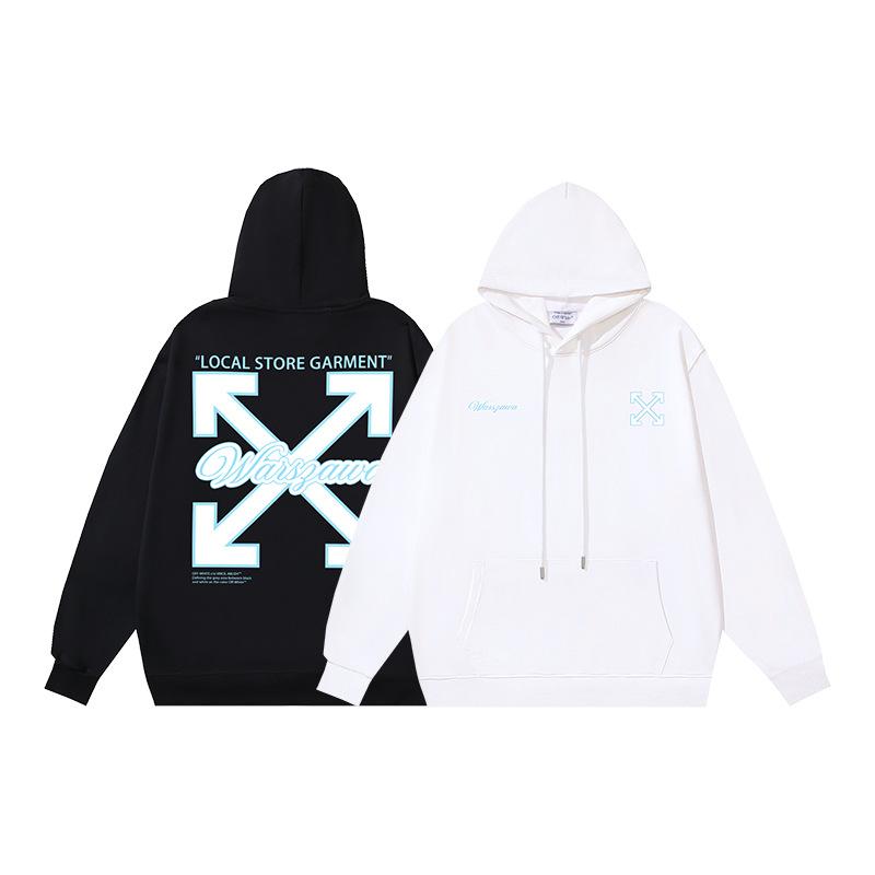 1219 Off-White 2026 Autumn and Winter New OW Whirlwind Letter Pattern Pullover Print Men's and Women's Hooded Sweatshirt