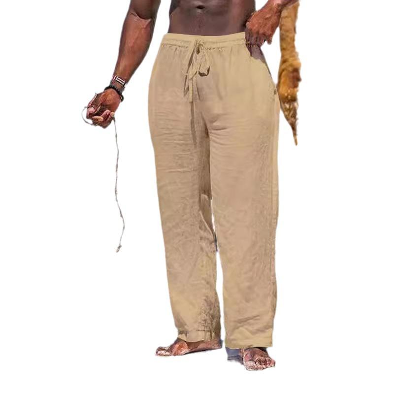 2024 Men's Minimalist Casual Cotton Linen Pants - Solid Color, Loose Fit