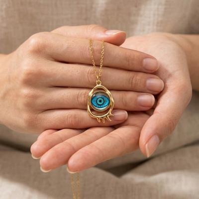 Copper Resin Devil's Eye Necklace Pendant Banquet Clothes Neck Chain  Valentine's Day Gift