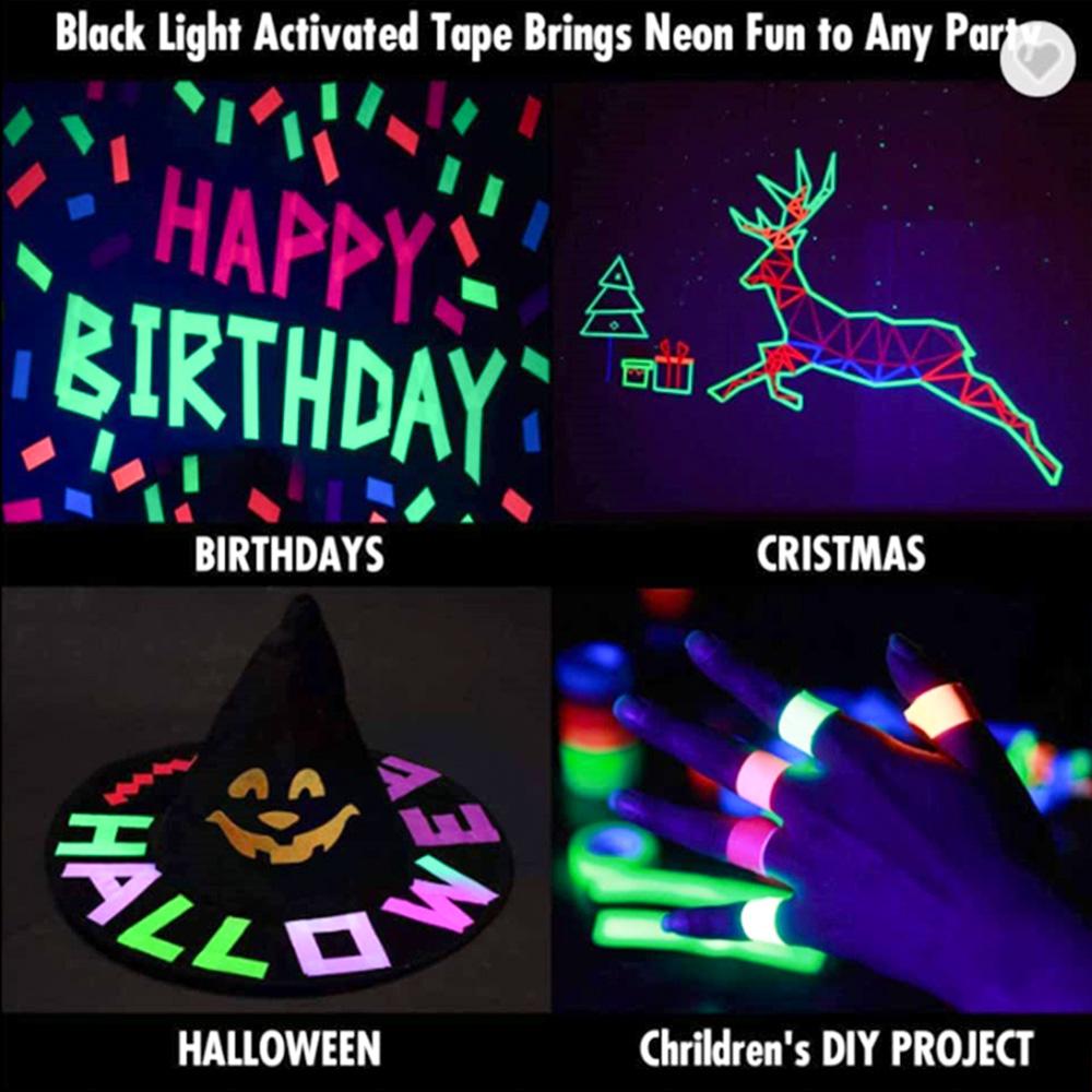 Adhesive Tape Under UV Black Light Fluorescent Neon Gaffer Blacklight Reactive Masking Cloth Party Stages Photography 5pcsPinstriping Tape 3