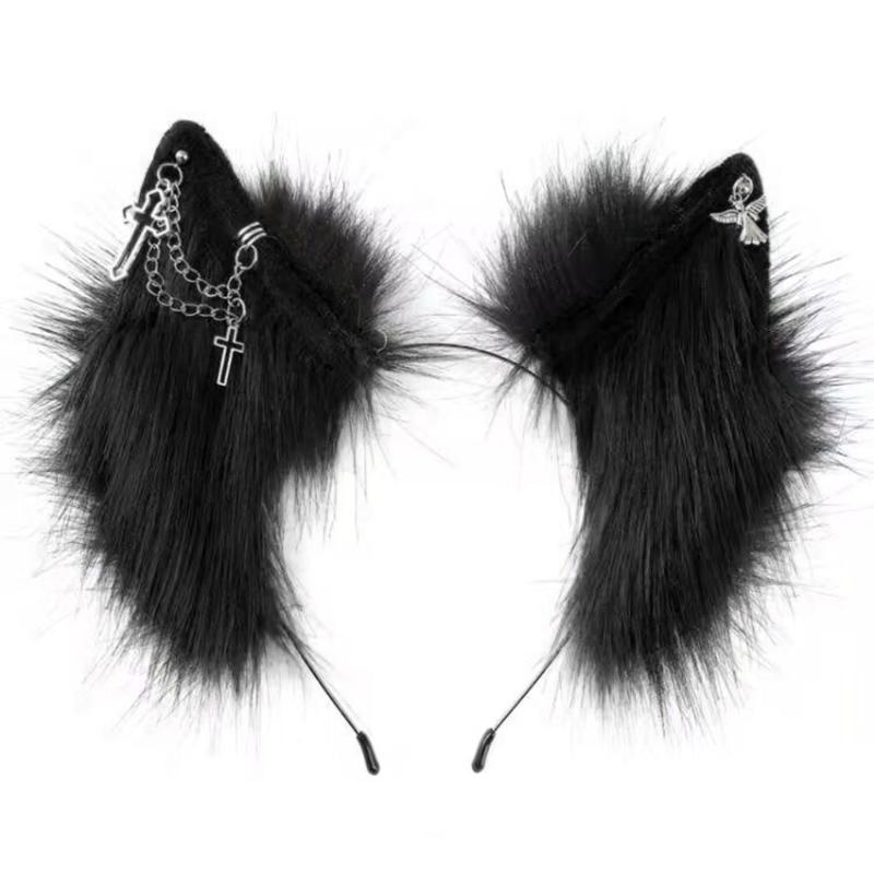 Wolfsohren Kätzchen Handgemacht Tier Fellig Katzen Stirnbänder Haarreif für Live-Show