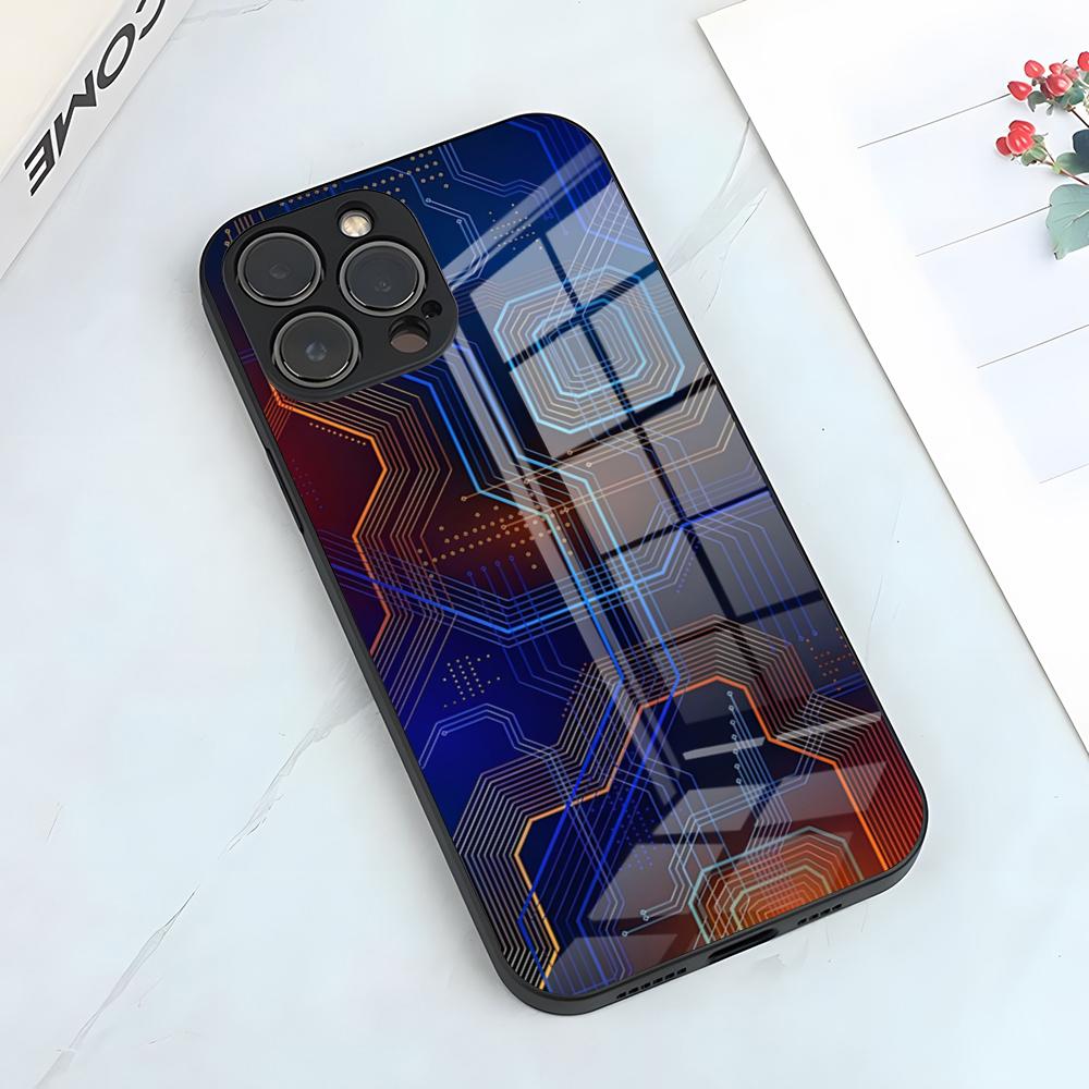 Creative Circuit Board Pattern Phone Case For IPhone 17 Pro Max 15 Pro 16 14 Plus 12 13 Mini 11 Pro Shockproof Glass Cover