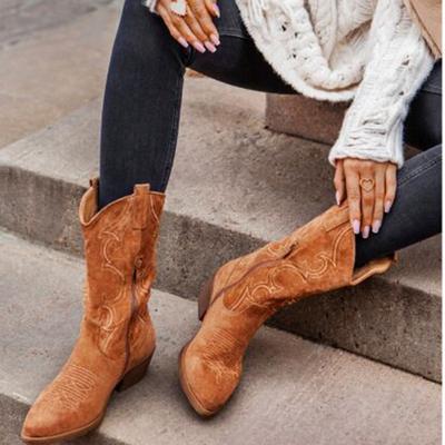 Ladies Vintage Suede Knight Boots Low Heel Women's Boots