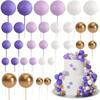 20Pcs Cake Decoration Gold Silver Ball Happy Birthday Cake Topper Ornament Cupcake Flag Wedding Ball Decor Baby Birthday Decor