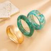 SHIXIN 3 Styles Bohemian Blue Resin Acrylic Wide Bracelet for Women Retro Geometry Round Chunky Bangle Bracelet on Hand Jewelry