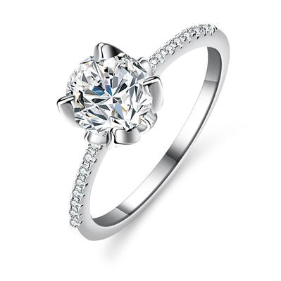 Anello moissanite colore D da 1 carato per donna, anello di fidanzamento in argento sterling, anello nuziale, regalo per fidanzata, squisito regalo di gioielleria