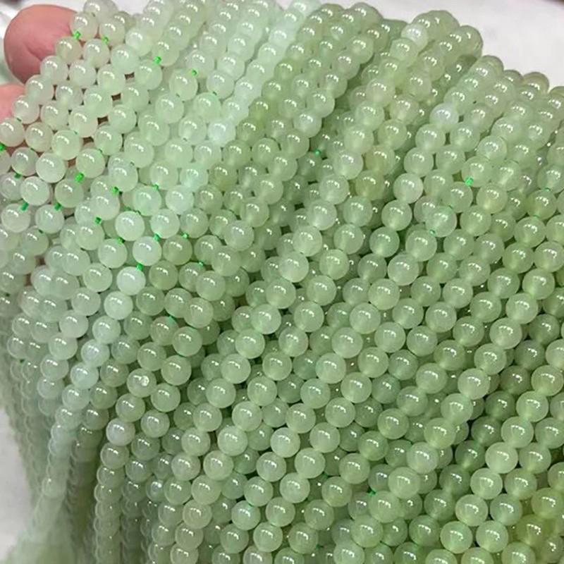 6mm Natural Hetian Jade Qinghai Beads for DIY Jewelry and Bracelets. 6mm Light Clear