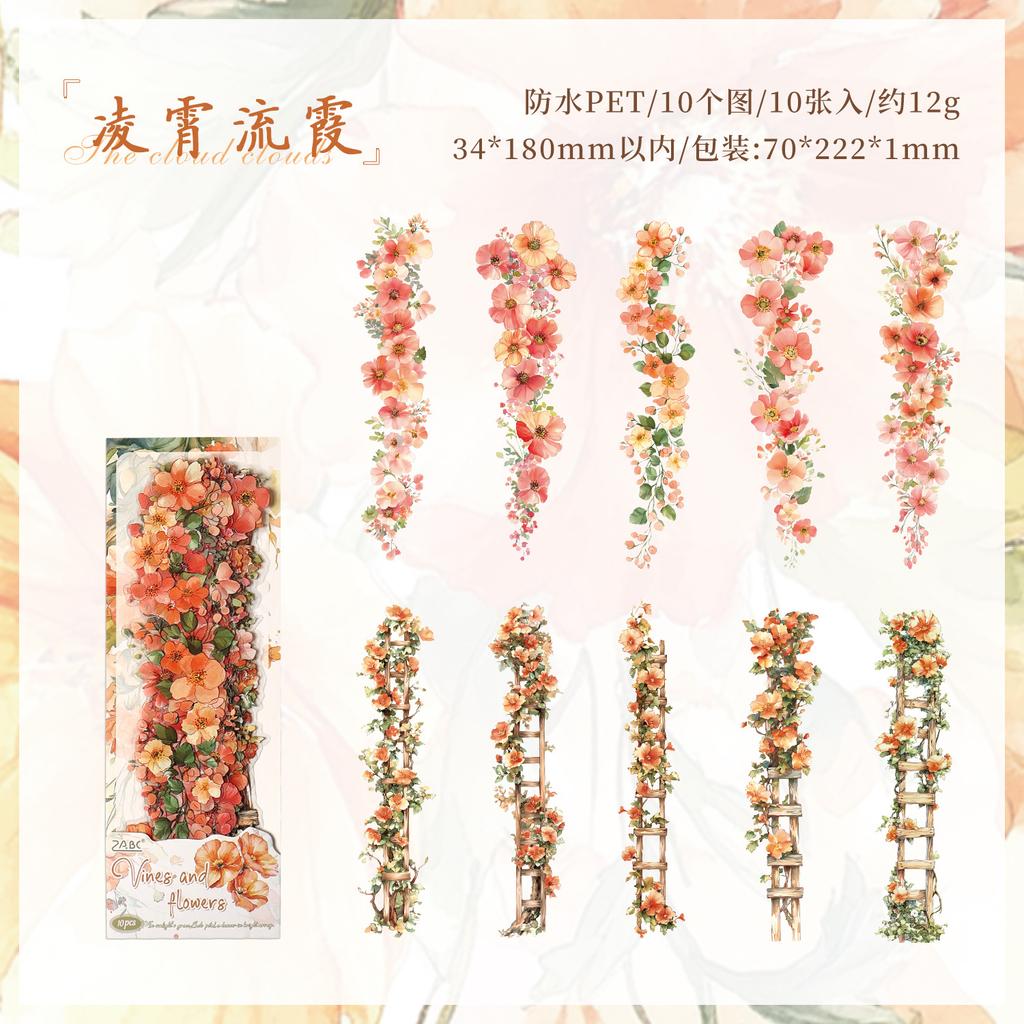 Office School Supplies Rattan Flower Series Original Plant Vine Material Landscaping Collage 6 Styles Kawaii Stickers Lovely