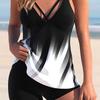 New European & American Women's Split Tankini Skirt Swimsuit with Flat Leg Swimwear
