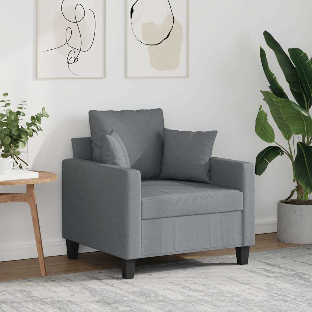 Vidaxl Armchair, Light Gray, 60 Cm, Upholstered In Fabric