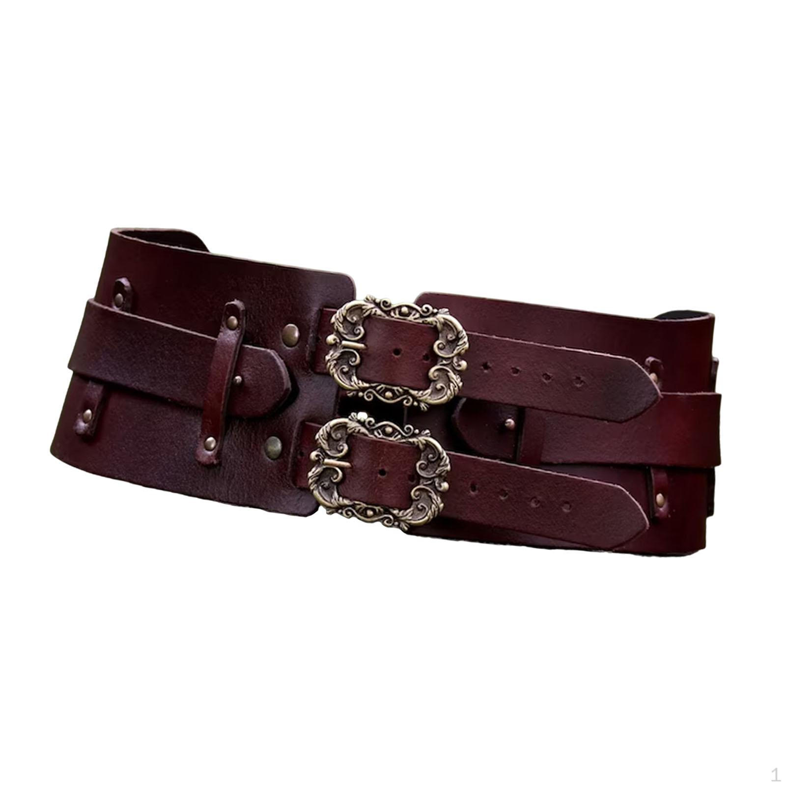 

Женский кожаный корсетный пояс, регулируемый пояс, для брюк, блузки на Хэллоуин коричневый