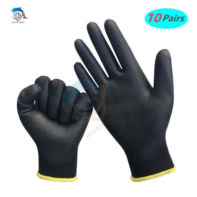 10-50 Pairs of Nylon PU Gloves Safety Work Gloves Repair Special Gloves Palm Coated Gloves Carpenter Repair Worker Supplies