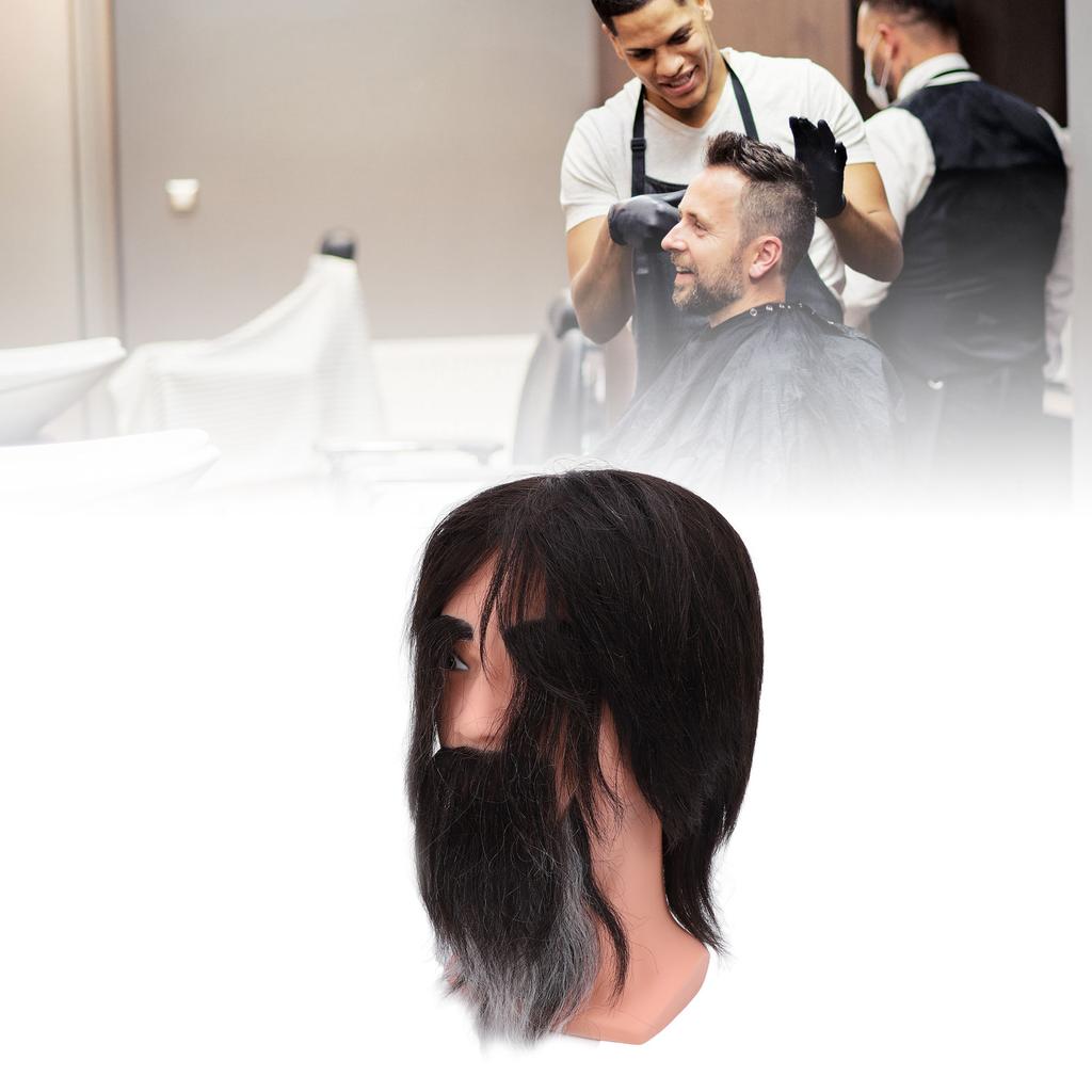 Cabeza de maniquí masculino de barbero, cabeza de maniquí de entrenamiento, cabeza de maniquí reutilizable para hombre con barba para belleza S