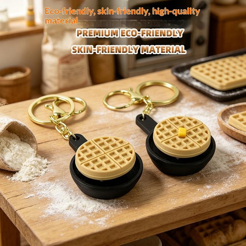 Calming Keychain Keys Finger Button Anti-Stress Toys Rabbit Cake Heart Waffles Funny Decompression Gifts For Children Adults