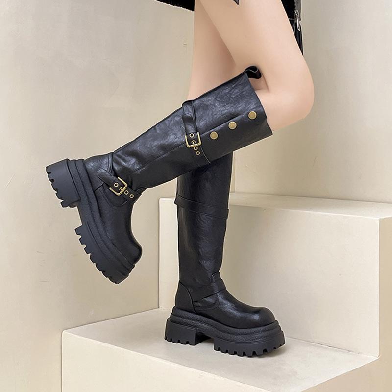 Fashion But Knee Boots 2025 Autumn and Winter New Thick-soled Versatile Height Increase and Thinness with Skirt Knight Boots Fashion Boots