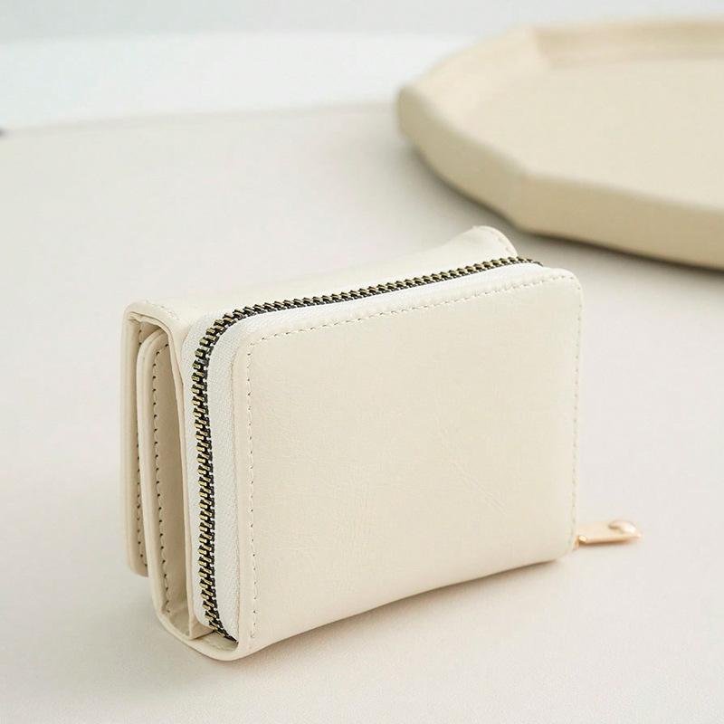 Credit Card ID Card Cash Wallet Women's Wallet Small Wallet Short Wallet Card Bag Zipper Wallet Multi-layer Three-fold