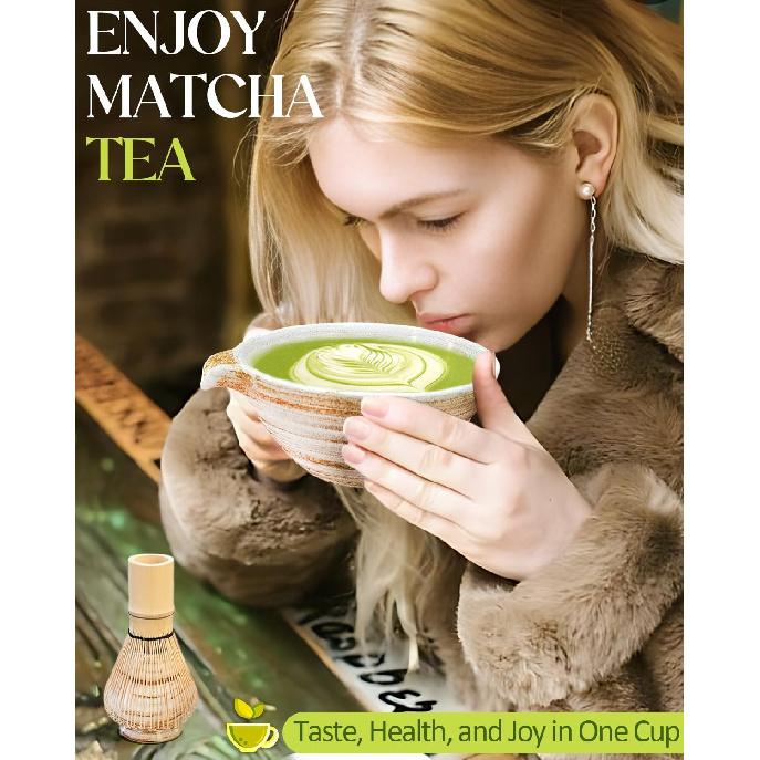 Matcha Whisk Set with Matcha Bowl, Matcha Whisk Holder Matcha Bamboo Whisk, Scoop, Sifter, Unique Gifts for Women Men Girl Friend Home Kitchen Decor