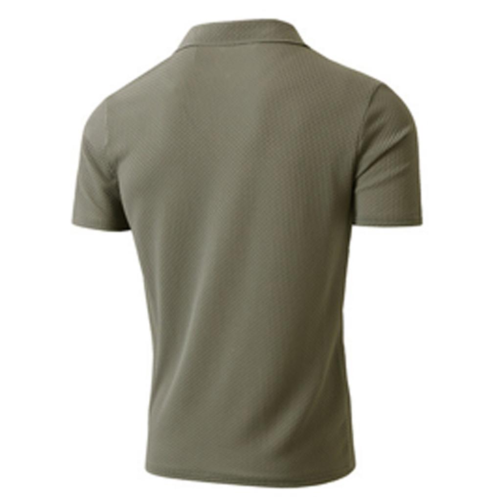 Men's Summer Ice Silk Mesh Short Sleeve Polo Shirt Buttonless Design Breathable Lightweight Casual Top