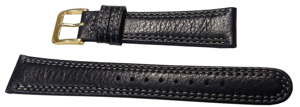 Seiko DED7 18mm Smooth Leather Watch Authentic Band, Black, Men's,