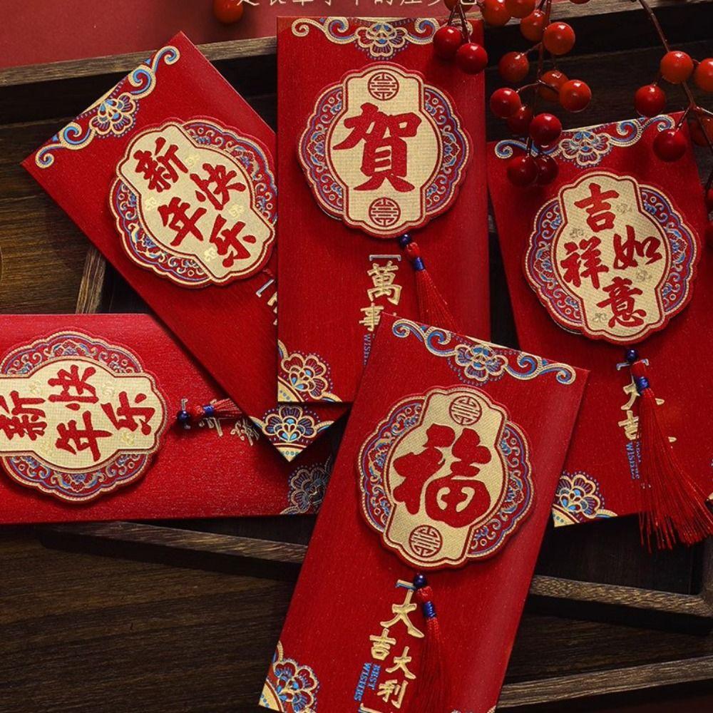 2pcs Tassel Money Envelope Chinese Lucky Money Pockets New Year Red Envelope Celebration Party