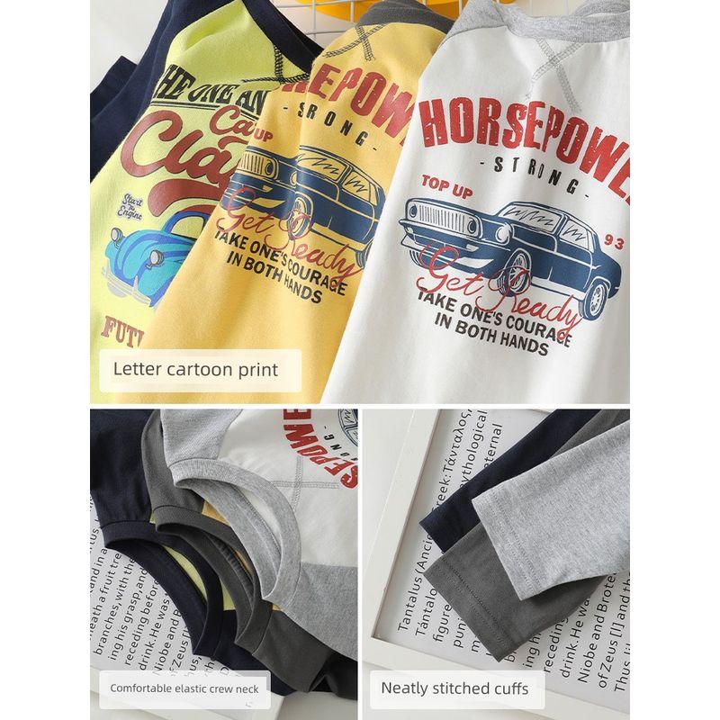 Boys' Pure Cotton Long-Sleeve T-Shirt, Spring and Autumn Style, Children's Clothing, Baby Base Shirt, Top, Autumn Shirt, 1-3 Years Old, Stylish