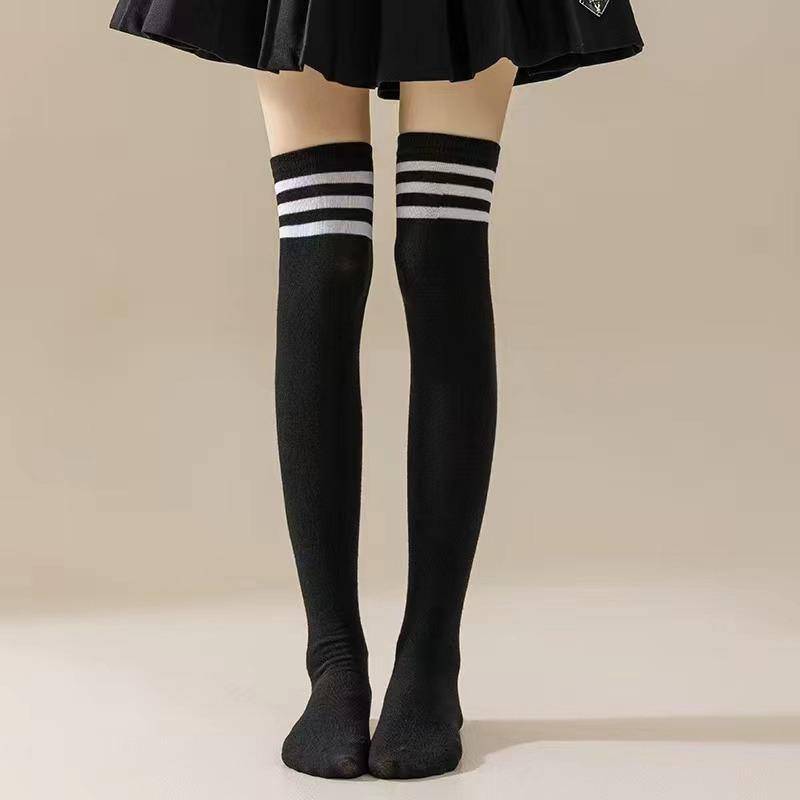 Thigh High Socks For Women Goth Cute Kawaii Striped Over The Knee Socks Cotton Long Tall Knee High Stockings