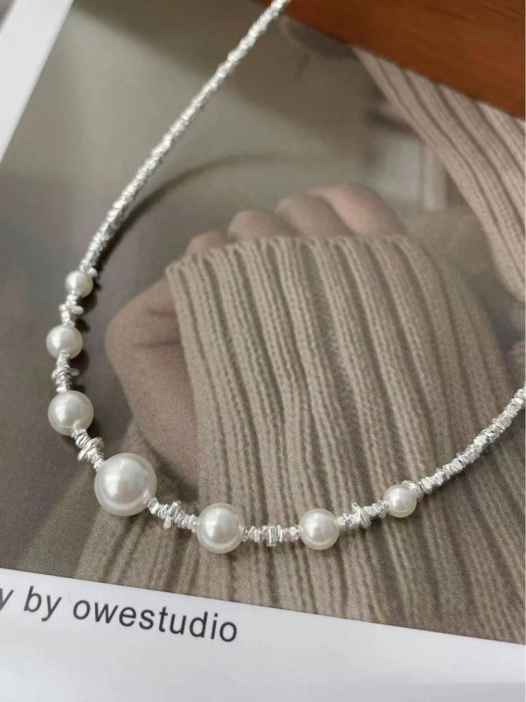 S925 Sterling Silver Thorned Crown Pearl Necklace - Women's Luxury Clavicle Chain Jewelry
