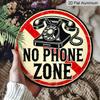 2D Flat 1pc, 8x8 in, No Phone Zone Round Aluminum Metal Sign - HD 2D Print, Perfect for Bedroom, Office, Living Room & Cafe Wall Decor - for Home