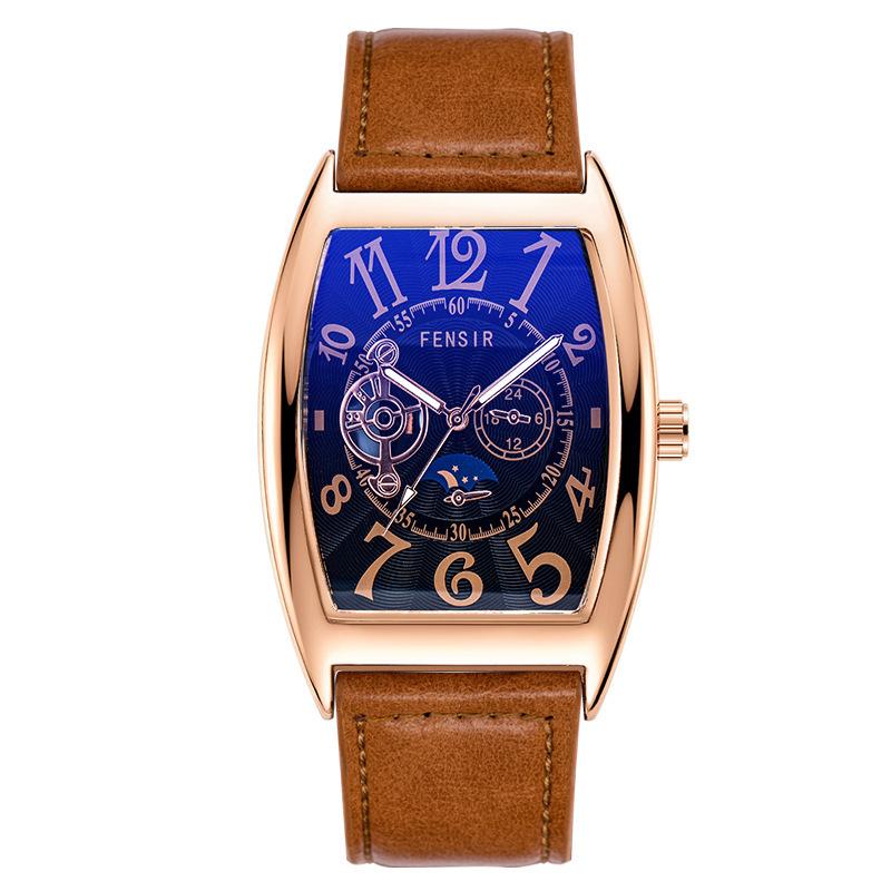 Barrel Watch Men's Imitation Mechanical Belt Quartz Watch Fashion Watch North America
