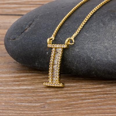 Nidin Light Luxury A-Z 26 Letters Necklace Zircon Pendant for Women Initials Name Necklace Fashion Party Wedding Jewelry Gift