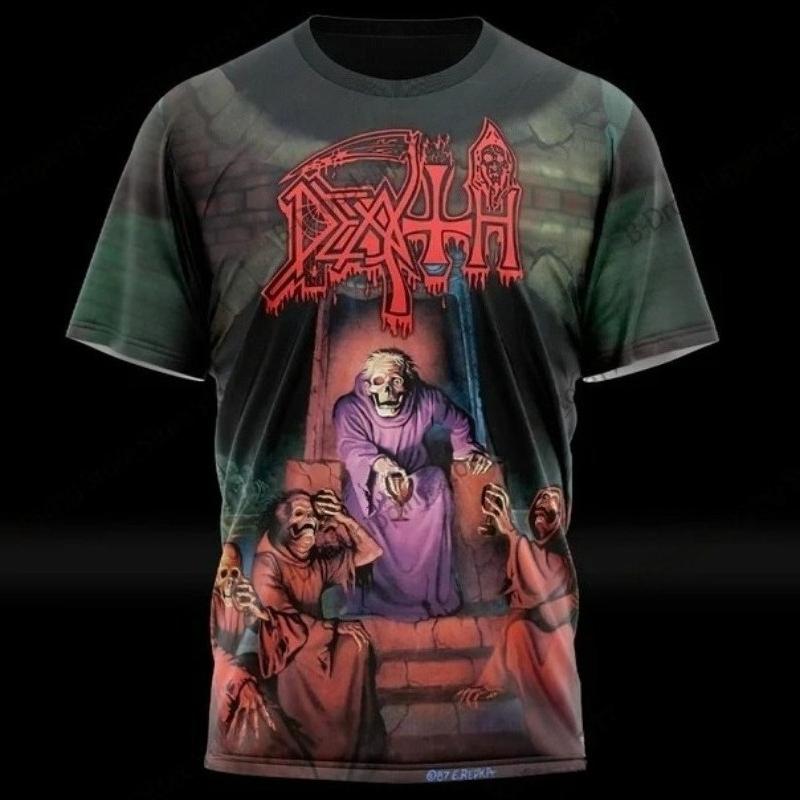 Heavy Metal Rock Band Death 3D gedrucktes T-Shirt Herren und Damen Mode Straße Amerikanischer Retro Hip-Hop Kurzarm Top