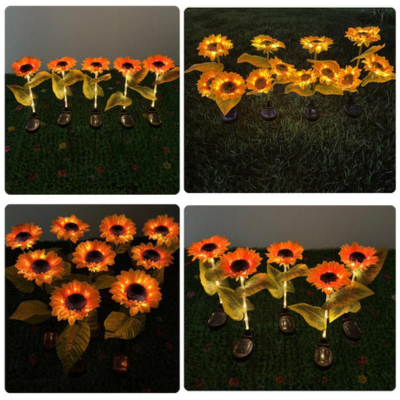 3-Head Solar Sunflower Garden Lamp: Outdoor Lawn Stake Decoration