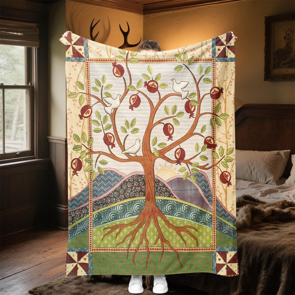 1pc Tree of Life in Medieval Belgium blanket, al season lightweigh Poster blanket home office outdoor nap multifunc Poster blanketional blanket