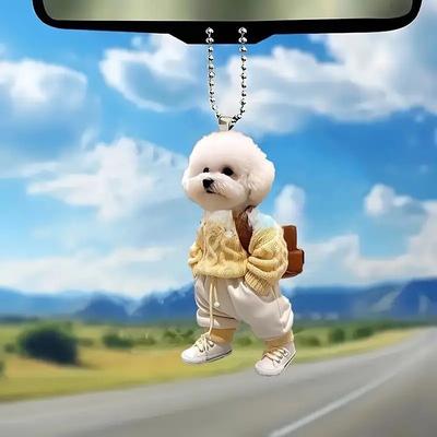 Cute Backpack Puppy Keychain Car Rearview Mirrors Decor Itemation Pendant 2D Acrylic Keychain Hanging Ornament Fashion Accessories